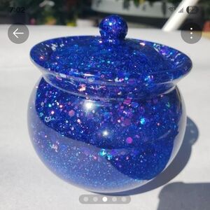 Sparkling Blue Glitter Glass Jar